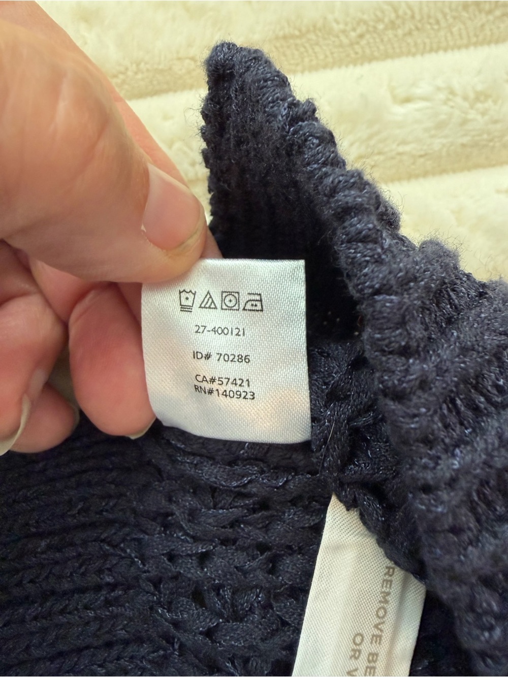 LOFT Navy Open-Knit Boatneck Sweater. Size Small - Picture 6 of 8